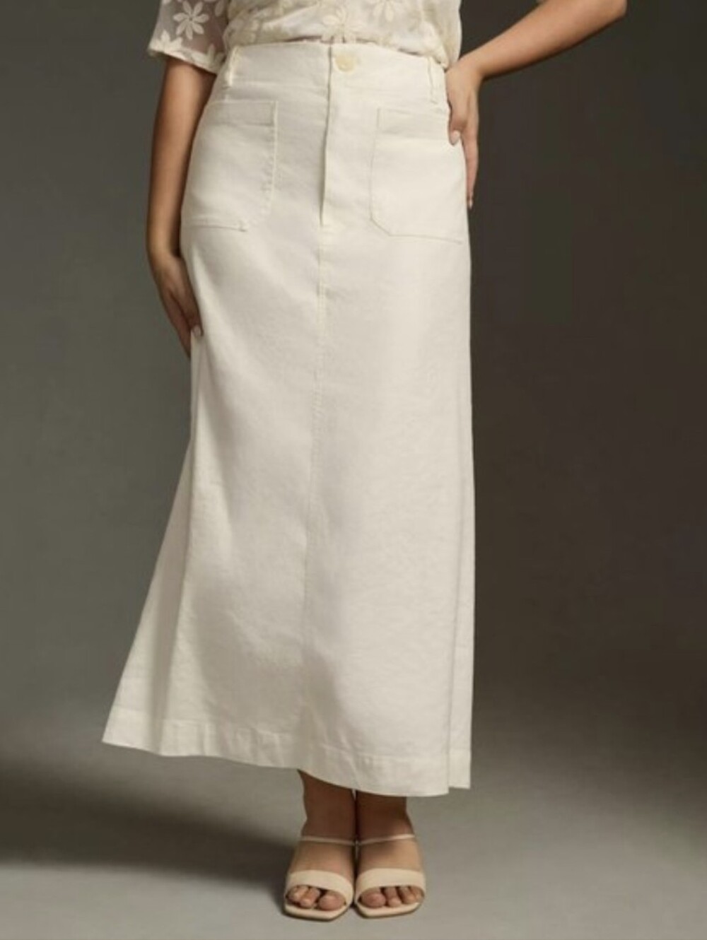 Maeve Collette Cream (Snow) Maxi Skirt with Front Pockets NWT Large
